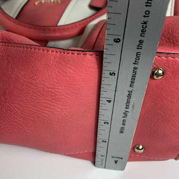 Guess Rose Pink White Panel Satchel Tote Handbag - Picture 13 of 16